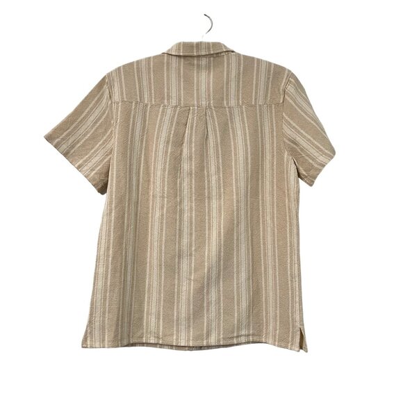 Marine Layer Natural Vertical Stripe Short Sleeve Woven Camp Shirt Mens M NEW - Picture 4 of 6